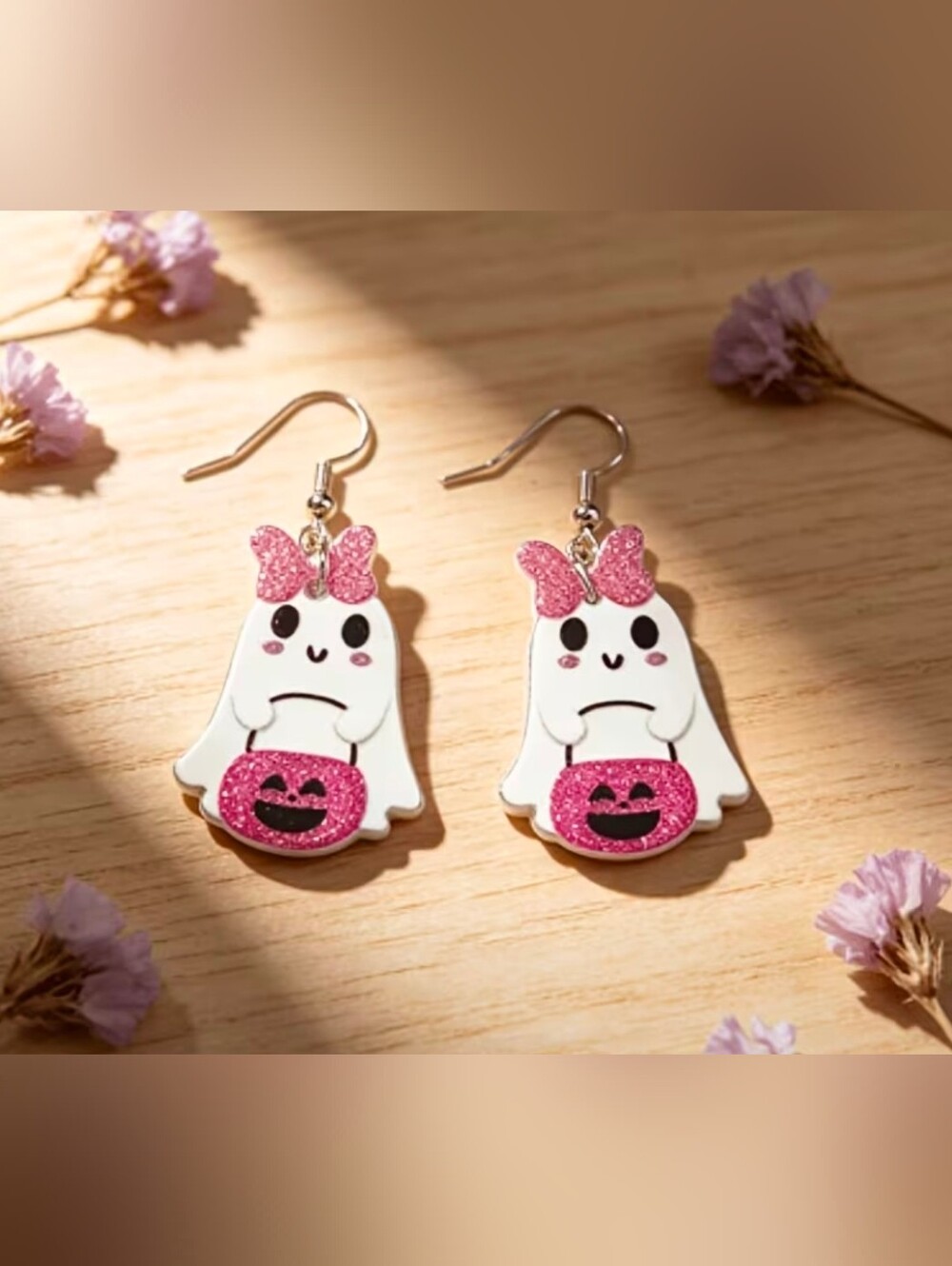 $8 Each Or Bundle 5/$20 Pink Glitter Little Girl Ghosties Earrings